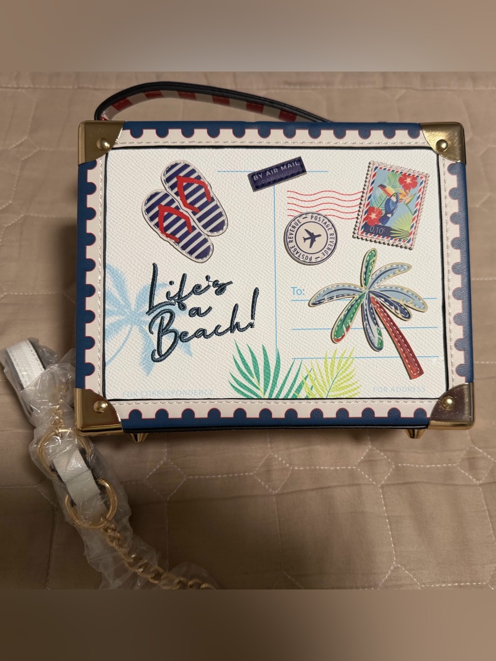 Aldo White & Blue 'Life's a Beach' Box Bag